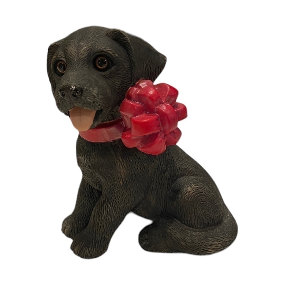 Enesco Black Lab Puppy for Christmas Figurine Dog 1985 Purebred Pets Kathy Wise